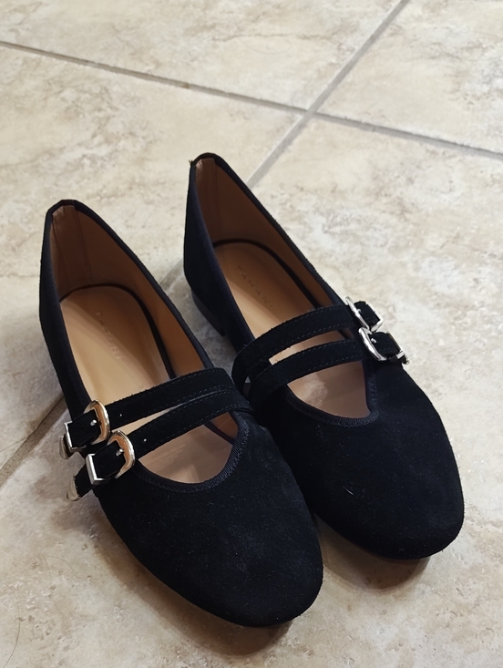 Tahari Shoes - Black Double-Strap Mary Jane Flats